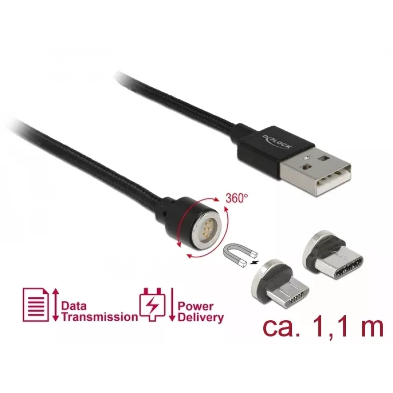 USB-kabel DeLOCK 85723 USB 2.0 1,1 m USB A USB C/Micro-USB B zwart