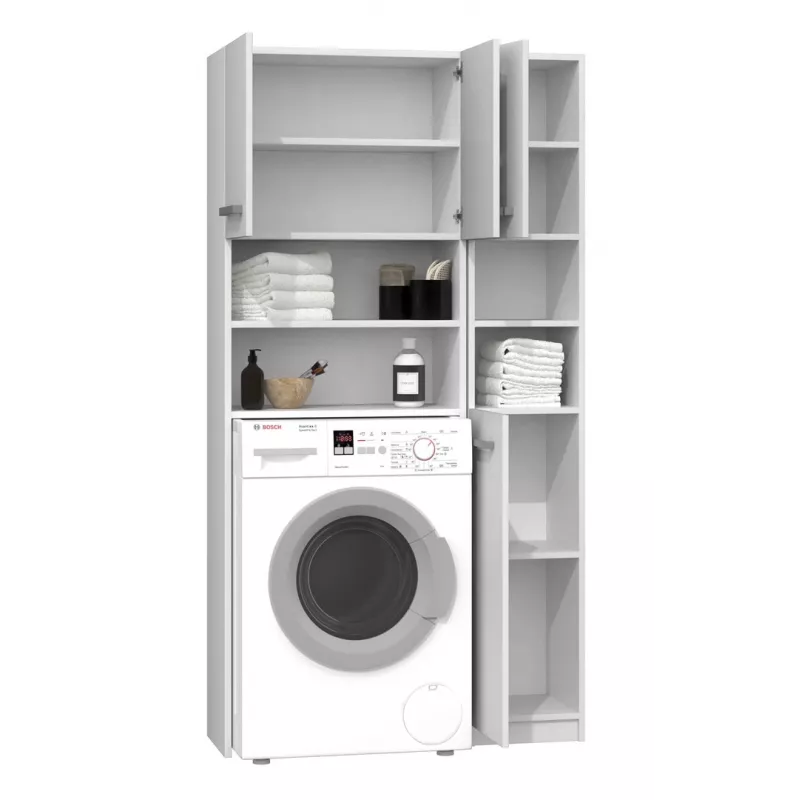 Badkamerkast top e shop ZESTAW MARPOL BIEL — vrijstaand, wit frame, 10 legplanken