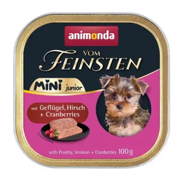 Natte voeding voor honden animonda Vom Feinsten Mini Junior — gevogelte & wild met cranberries, 100 g