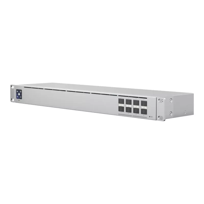Managed L2-netwerkswitch UBIQUITI USW-Aggregation — 8 SFP+-slots, 10G-ondersteuning, ventilatorloos, 1U-rack, zilver
