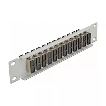 Glasvezel-patchpaneel DeLOCK 10 inch 12 poort SC Duplex beige 1HE grijs