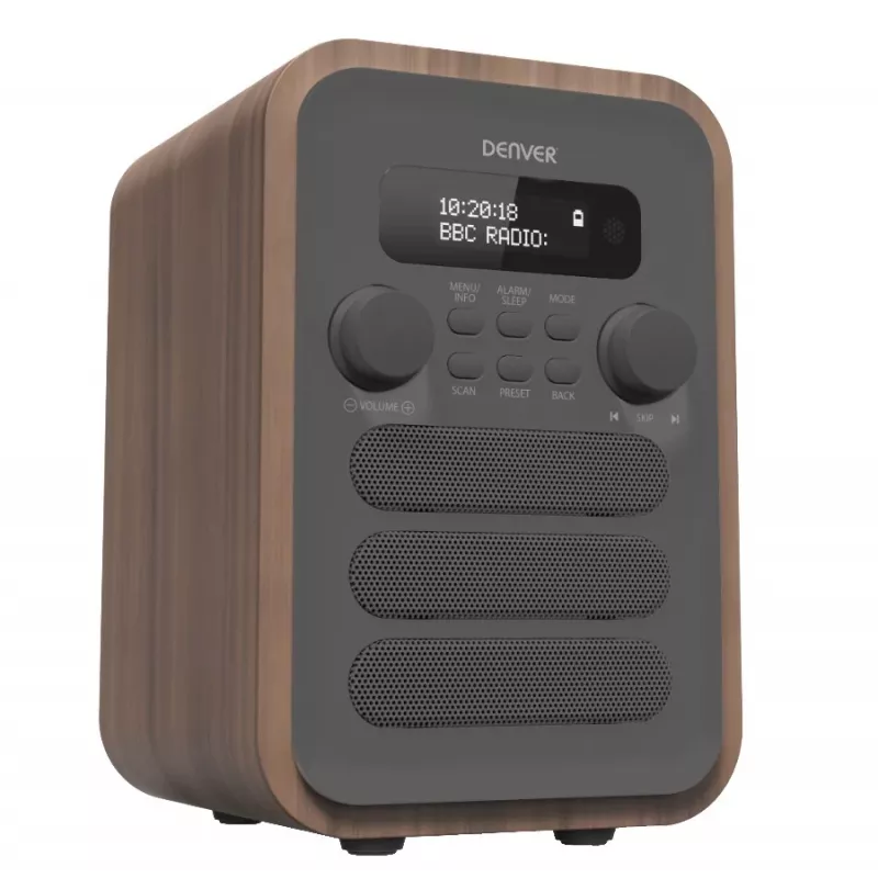 Denver DAB-48 grijs persoonlijke digitale radio grijs, hout