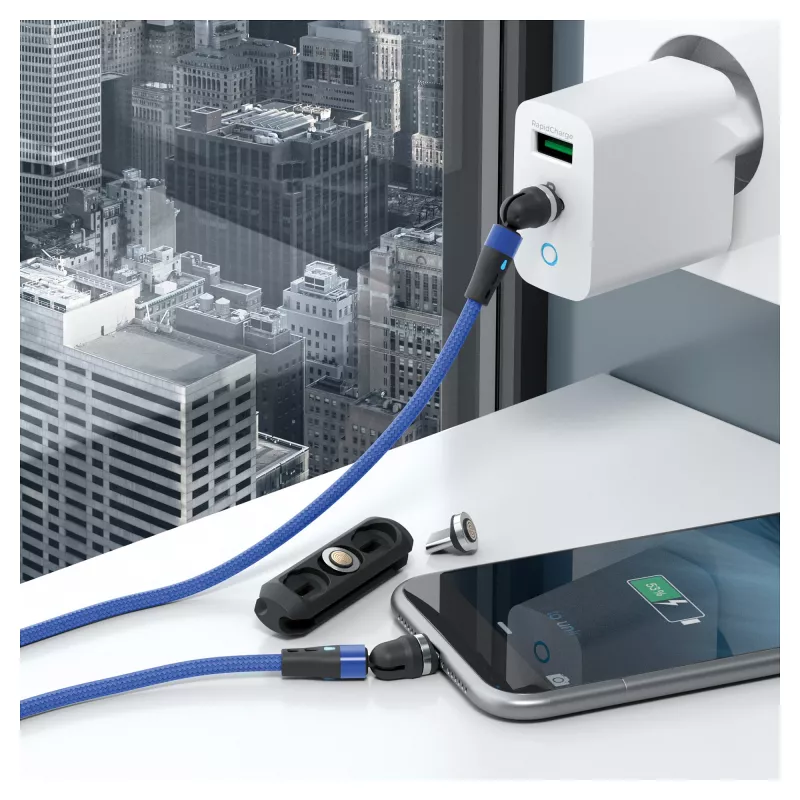 USB-kabel RealPower MagneticCharge2 1 m blauw snel opladen gegevensoverdracht