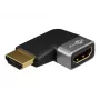 Goobay 72010 HDMI-hoekadapter 90° horizontaal, 8K 60 Hz, verguld, zwart/zilver