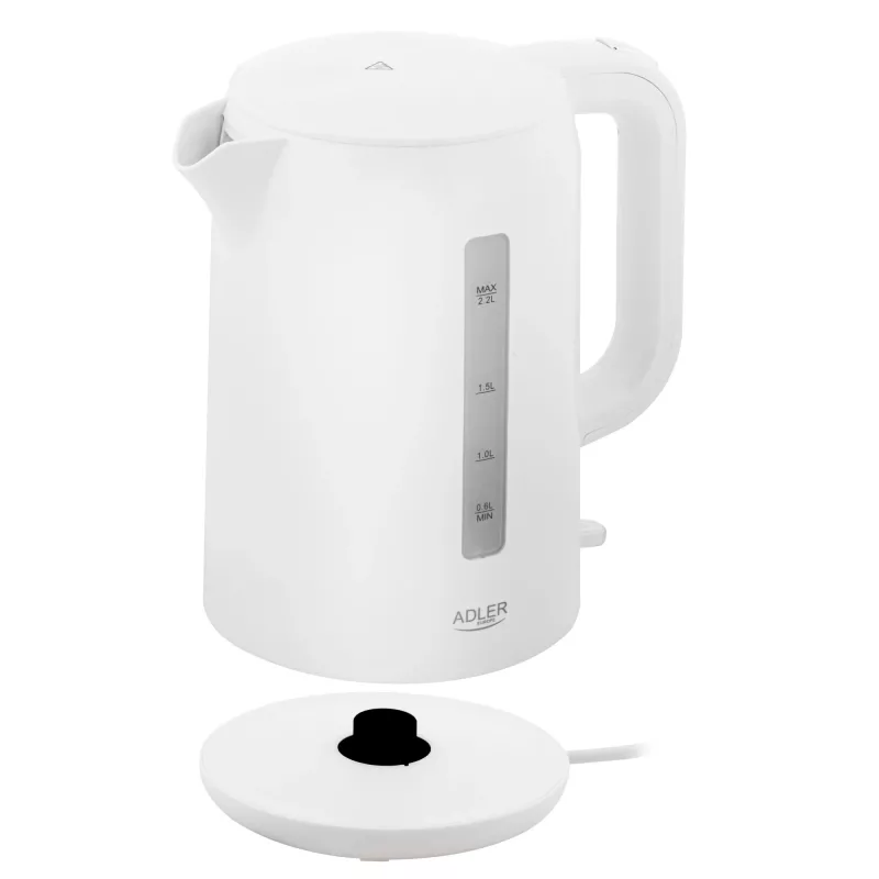 Adler waterkoker | AD 1386 | Elektrisch | 1850 W | 2,2 L | Kunststof | 360°-draaivoet | Wit
