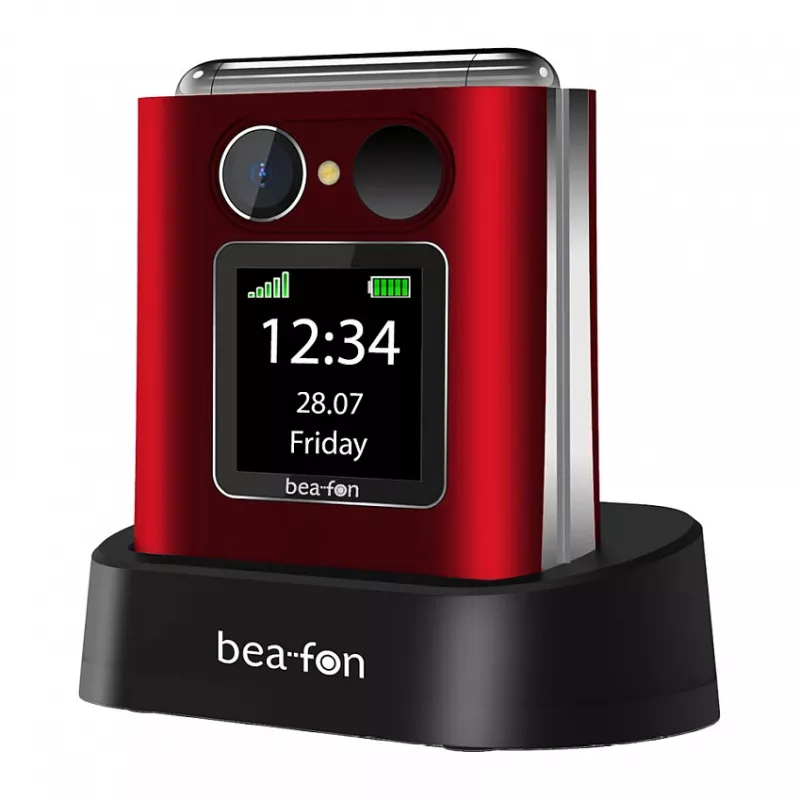 Flip-telefoon Beafon Fold 10 Silver Line rood-zilver dual-sim