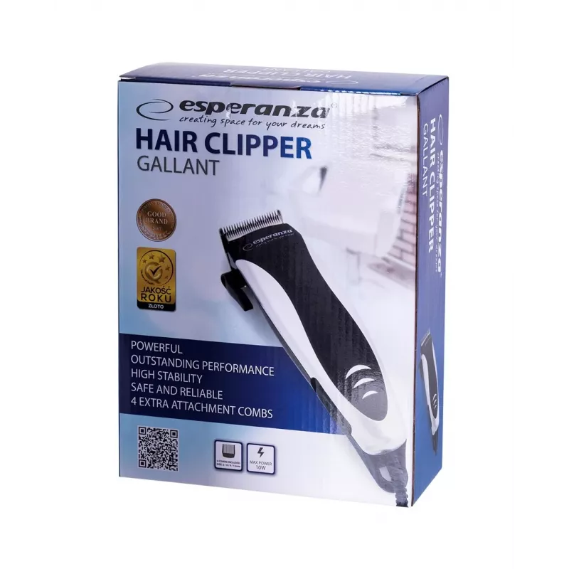Snoer haartrimmer ESPERANZA EBC005 – 40 mm mes, 1,2–12 mm lengte, 10 W, zwart/wit