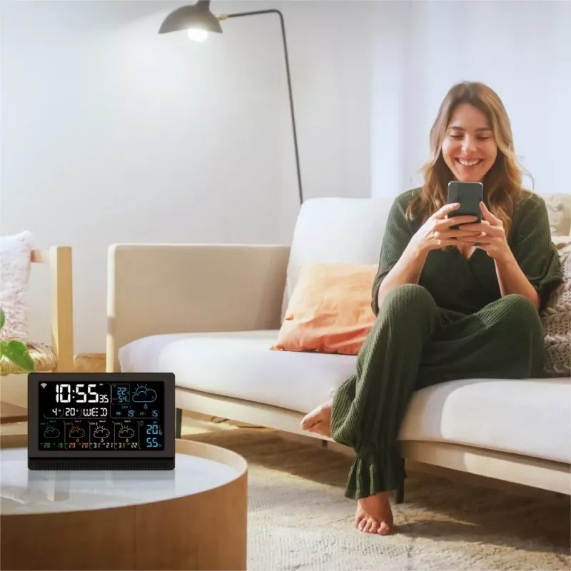 Manta MTO200B Windy Smart weerstation met buitensensor, Wi-Fi, zwart