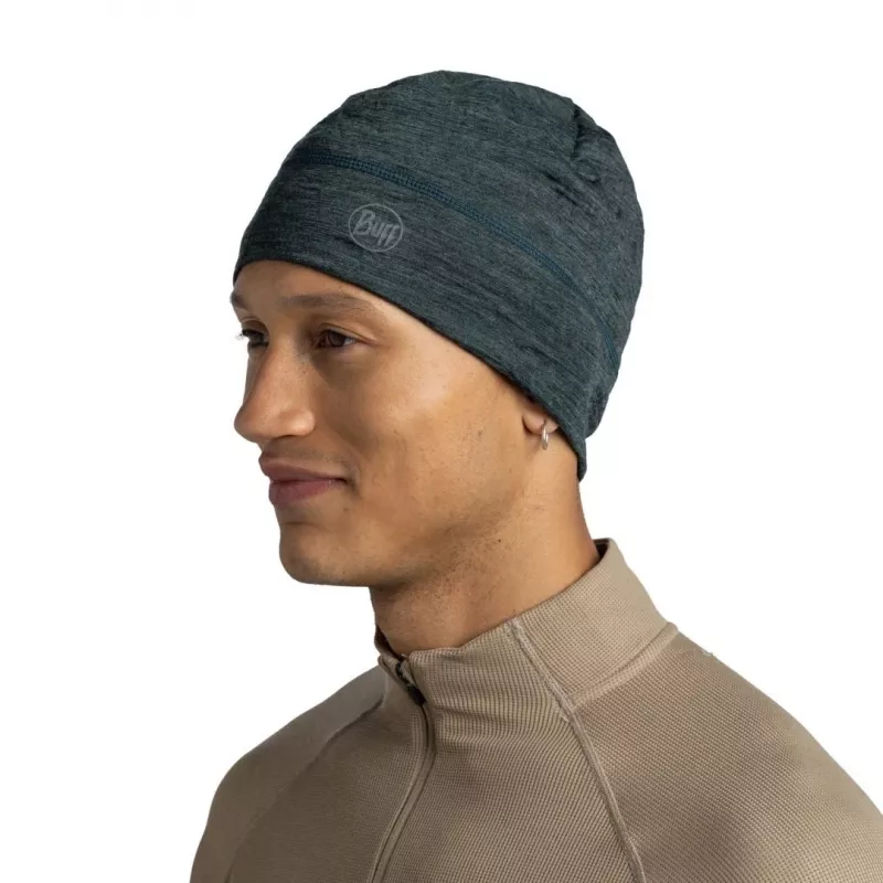 Beanie Buff Merino Lightweight Multistripes Forest — Buff lichte merinowollen muts, unisex, donkergroen, 125 g/m²
