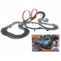 Mechanische speelgoedautoracebaan Madej autoracebaan met twee loopings — 011406, set met opwind- en duwauto's voor kinderen