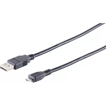 USB-kabel S/CONN 14-11045 3m USB A Micro-USB B Zwart
