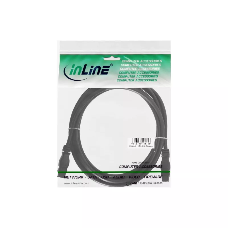 FireWire 800-kabel InLine 39902 1,8 m stekker/stekker zwart