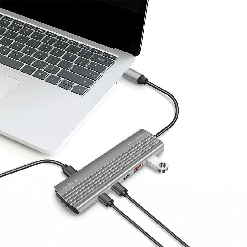 LogiLink USB 3.2 Gen2-hub 4+1-poorts 2x USB-A 2x USB-C PD 100W aluminium