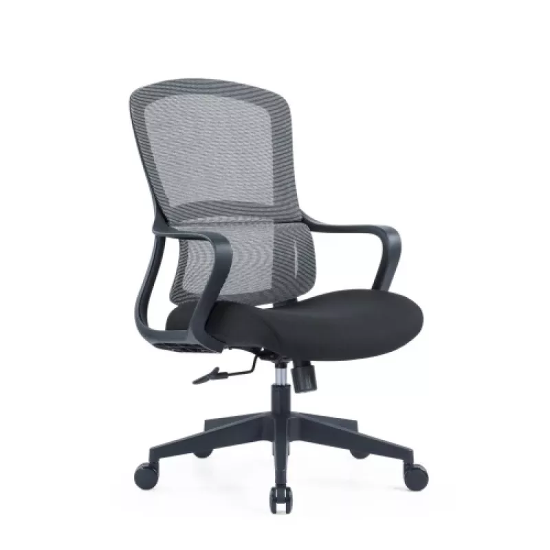Up Up Darwin ergonomische bureaustoel zwart, zwarte stof + grijs net
