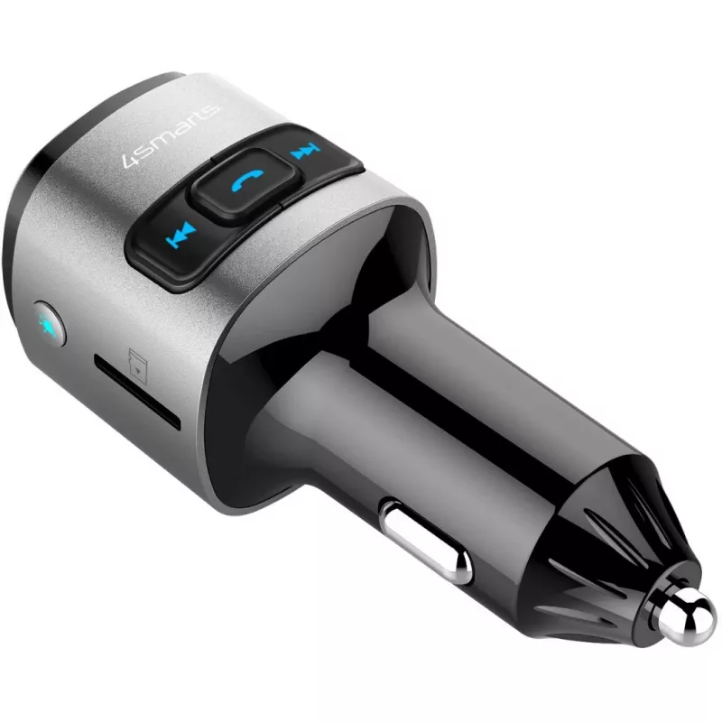 FM-transmitter 4smarts 456201 sigarettenaansteker zwart zilver AM FM Bluetooth