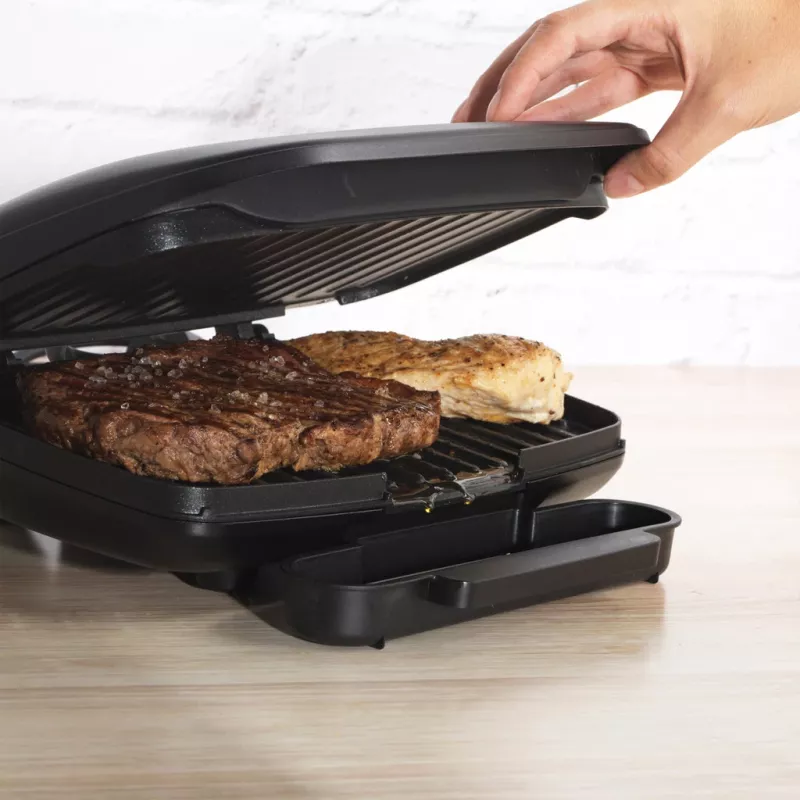 Elektrische grill Petra PT4366MBLKVDE zwart met antiaanbaklaag en verstelbare temperatuur