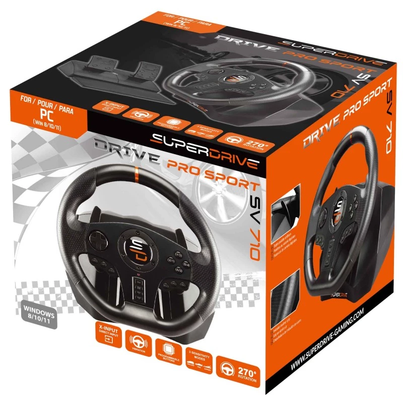 Subsonic SA5595-PC gaming controller zwart USB stuurwiel + pedalen