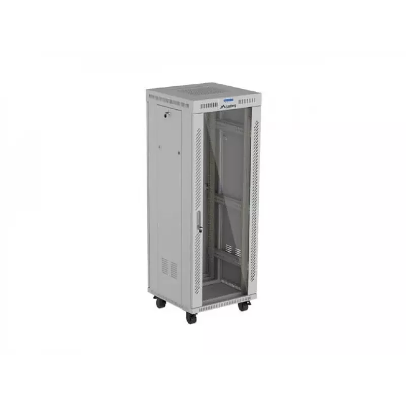 LANBERG 19 inch 32U staande serverrackkast 600×600 mm grijs met geperforeerde deuren en LCD (flat pack)