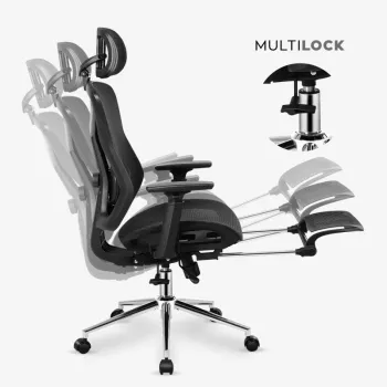 Draaistoel mark adler MA-EXPERT 5.7 — ergonomische mesh-bureaustoel, in hoogte verstelbaar, hoofdsteun, armleuningen, voetsteun, zwart