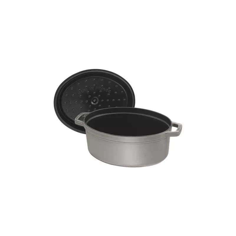 Ovale cocotte van gietijzer Staub 29 cm, grafietgrijs