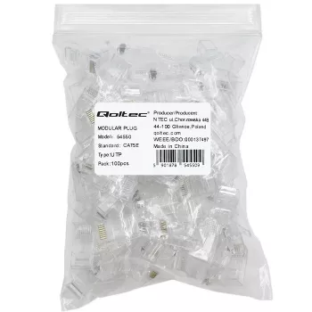 Modulaire RJ45-stekker QOLTEC 54550 CAT5e UTP, 100-pack