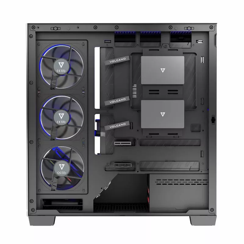 PC-behuizing MODECOM Volcano Stellar 5F ATX Midi Tower, gehard glas, 5 voorgeïnstalleerde ventilatoren, USB‑C, ondersteunt microATX/ATX, max. GPU 420 mm, CPU-koelerhoogte 175 mm