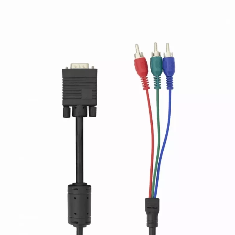 VGA-naar-3×RCA-kabel SBOX VGA-1022 M/M 2 m, VGA-stekker naar drie RCA-composite, 2 meter lengte