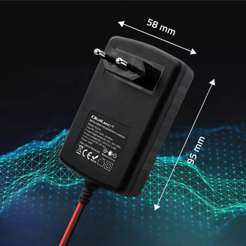 Acculader QOLTEC 52426 voor AGM-/GEL-/standaard-accu's 6V/12V 2A met LED-indicatie