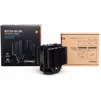 CPU-koeler Noctua NH-D9L CHROMAX.zwart — 92mm-ventilator, 400–2000 tpm, 22,6 dB, afmetingen 95×95×110 mm, gewicht 531 g