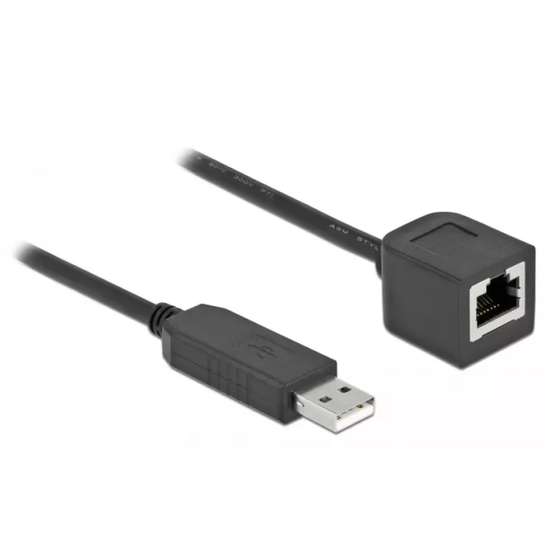 Seriële aansluitkabel DeLOCK 64163 USB 2.0 Type-A naar RS-232 RJ45 50 cm zwart