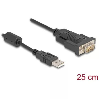 DeLOCK adapter USB 2.0 Type-A naar serieel RS-232 D-Sub 9-polig stekker 0,25 m