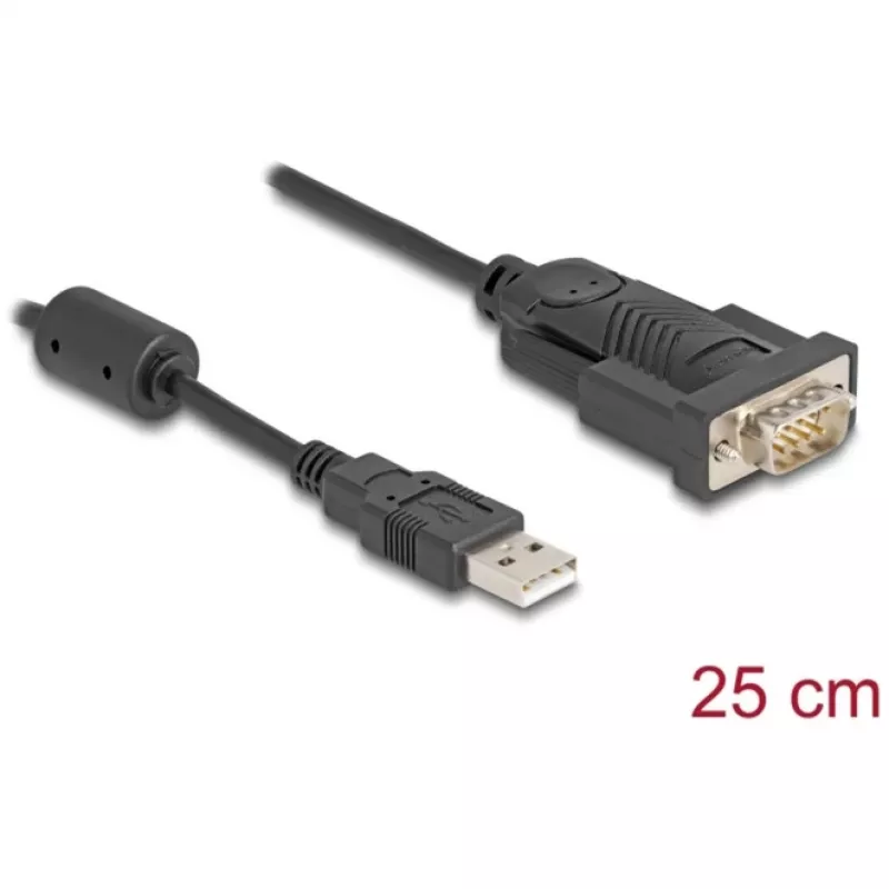 DeLOCK adapter USB 2.0 Type-A naar serieel RS-232 D-Sub 9-polig stekker 0,25 m