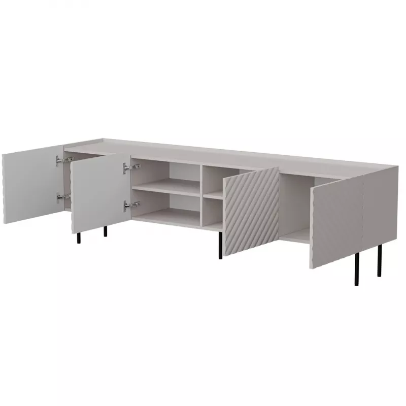 TV-kast Cama LUCCA 4D 200x40x59 cm, cashmere afwerking, grijs spaanplaat blad