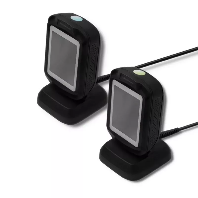 Vaste 1D/2D-barcodescanner QOLTEC 50864, LED-sensor, USB (bekabeld), zwart, 145×85×80 mm
