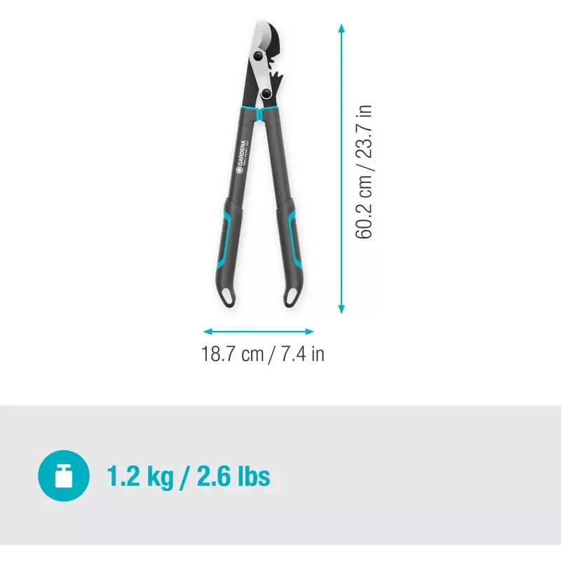 Takkenschaar GARDENA EnergyCut Pro S, 60 cm handgreep, grijs/turkoois