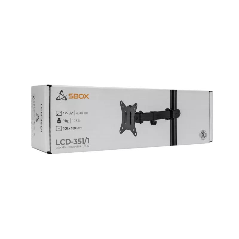 SBOX LCD-wandbeugel LCD-351/1-2 voor 17–32 inch monitoren, max. belasting 9 kg, VESA 100x100