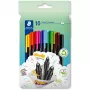 Fineliners Staedtler 334 C10, superfijne 0,3 mm punt, 10 kleuren (zwart, blauw, bruin, groen, lichtblauw, lichtgroen, oranje, roze, rood, geel)