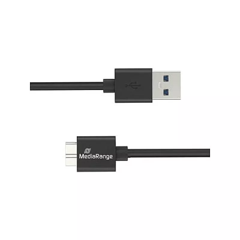 USB-A naar Micro-B USB 3.0 laad- en synchronisatiekabel MediaRange MRCS239 — 50 cm, 5 Gbit/s, 5 W, zwart
