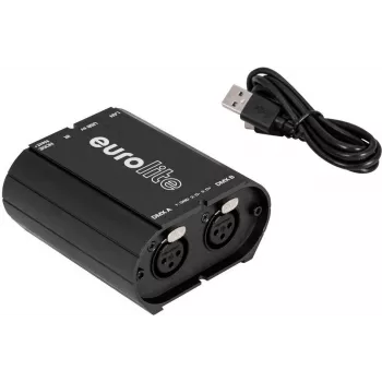 DMX-interface EUROLITE USB/LAN-DMX 2x512ch (model 51860117) — USB- en ethernetaansluiting voor lichtsturing