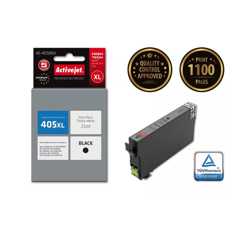 Activejet AE-405BNX inkt (vervanger voor Epson 405XL C13T05H14010; Supreme; 21 ml; zwart)