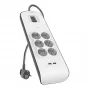 Stekkerdoos Belkin BSV604VF2M-V2 — 6 stopcontacten, 2× USB-A, 2 m snoer