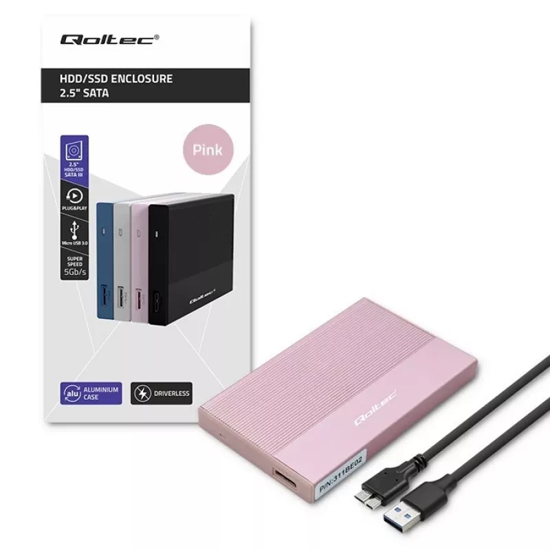Behuizing voor SSD HDD 2,5 inch, SATA, USB 3.0, 2 TB