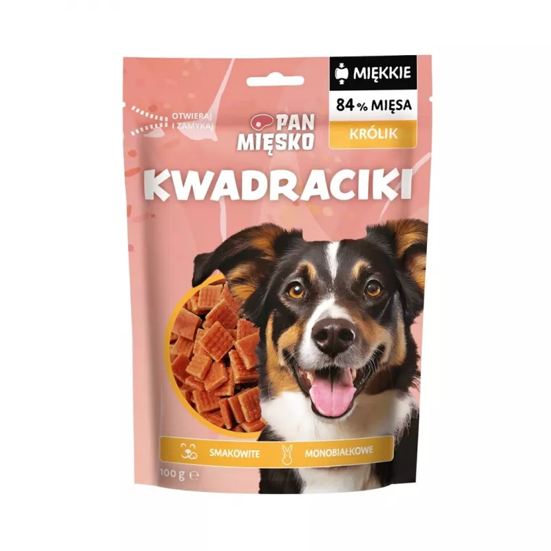 Hondensnack Pan Mięsko Soft Rabbit Squares 100 g
