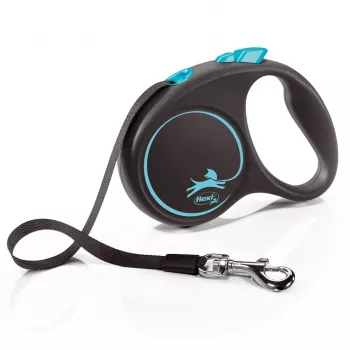 Flexi Automatic riem zwart Design S 5 m, blauw