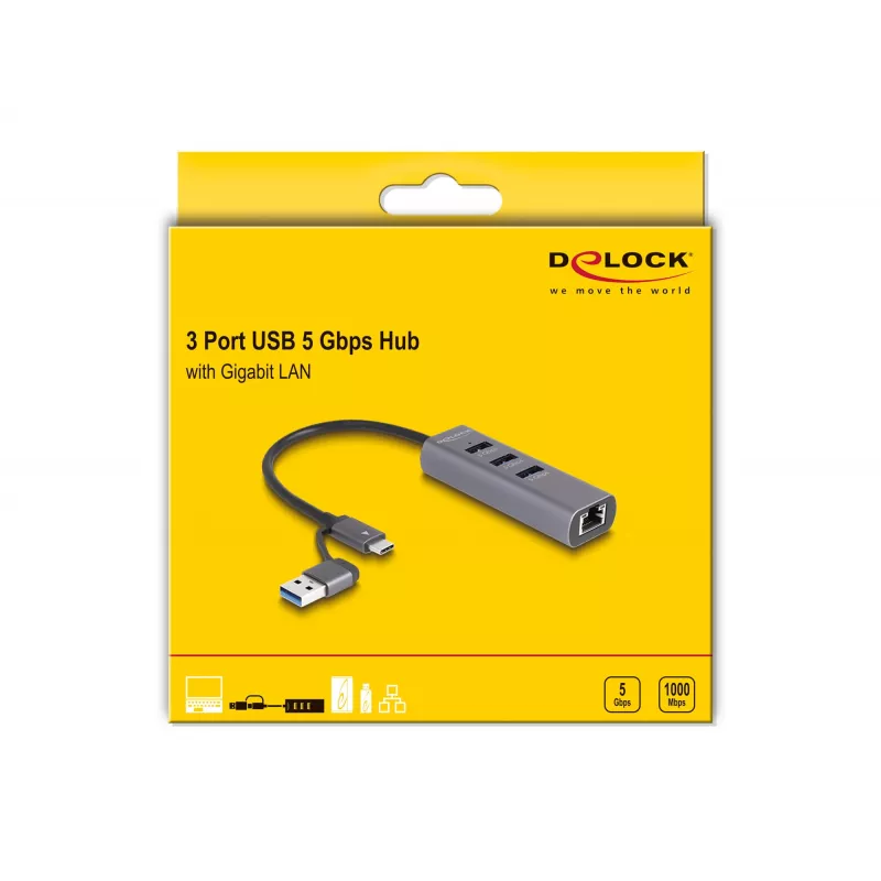 DeLOCK 64282 laptop-dockingstation & poortreplicator bekabeld USB 3.2 Gen 1 (3.1 Gen 1) Type-C grijs (64282)