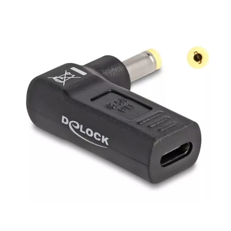 DeLOCK adapter USB Type-C bus naar HP 4,8 x 1,7 mm stekker 90° haaks