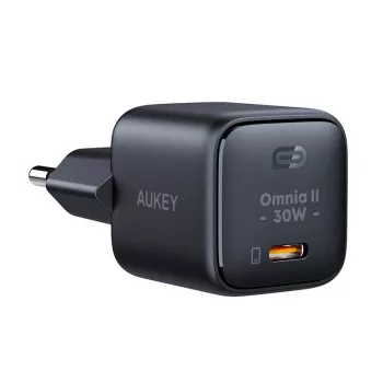 Voeding Aukey PA-B1L USB-C 30W zwart — compacte USB‑C PD power-adapter
