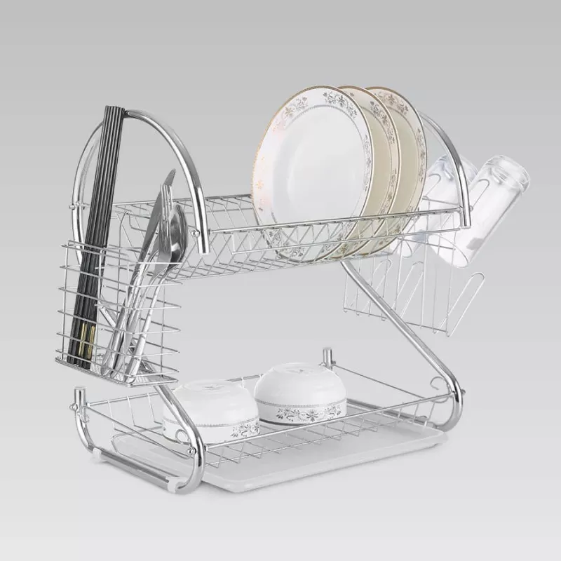 Afwasrek Maestro MR-1025-38, gelakt staal, dubbele constructie, 38 cm, chroomoppervlak