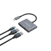USB-C 3-in-1 hub CANYON DS-3 donkergrijs – USB-C naar USB-A + HDMI + PD-doorschakeling