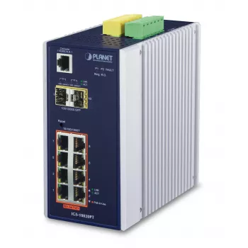 PLANET IGS-10020PT - switch - managed - 8 x 10/100/1000 (PoE) + 2 x Gigabit SFP - DIN-railmontage, wandmontage - PoE (130 W) - DC (IGS-10020PT)